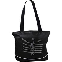BLING TOTE BAG MUSIC STAFF - BLACK