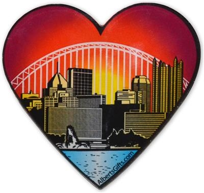 Pittsburgh Skyline Heart Shaped Magnet