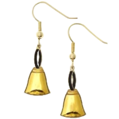 Hand Bell Dangle Earrings / Gold