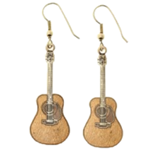 Acoustic Guitar Dangle Earrings / Brown E13