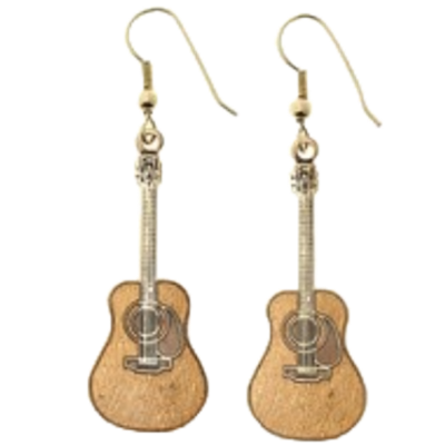 Acoustic Guitar Dangle Earrings / Brown