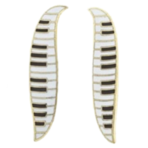 Wavy Piano Keyboard Stud Earring / White EP106