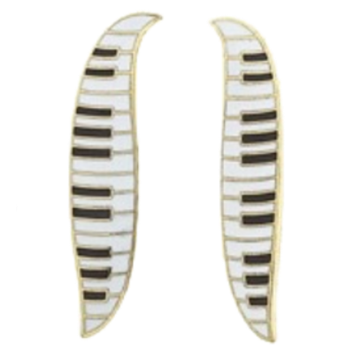 Wavy Piano Keyboard Stud Earring / White