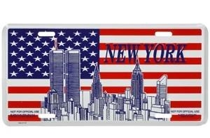 Flag w/NY Skyline License Plate