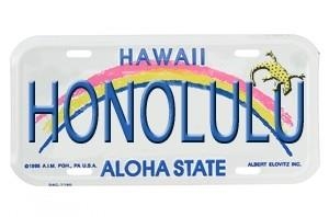 Honolulu License Plate