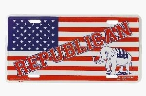 Republican with Flag License Plate
