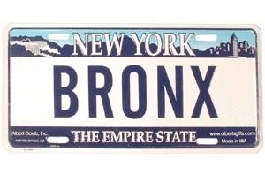 Bronx NY License Plate
