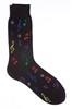 Mens Black Socks w/ Multi-Colored Music Notes 