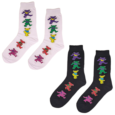 Dancing Bear Sock / Unisex 6-12 / Black or White