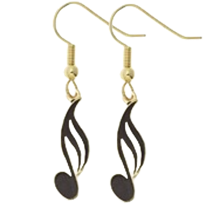 16th Note Dangle Earrings / Black E83A
