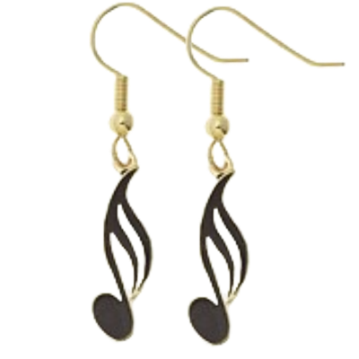16th Note Dangle Earrings / Black