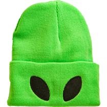 Alien Eyed Winter Beanie - Green WINTER HAT ALIEN EYES GREEN