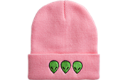 WINTER HAT 3 ALIEN HEADS PINK