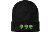 WINTER HAT 3 ALIEN HEADS BLACK