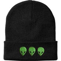WINTER HAT 3 ALIEN HEADS BLACK