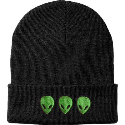 Alien Head Trio Winter Beanie - Black