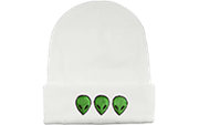 WINTER HAT 3 ALIEN HEADS WHITE