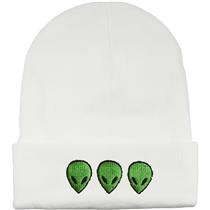 Alien Head Trio Winter Beanie - White WINTER HAT 3 ALIEN HEADS WHITE