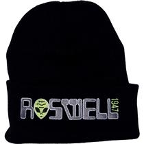 Roswell Alien Head 1947 Winter Beanie - Black WINTER HAT BLACK ROSWELL 1947 SIL/GRN