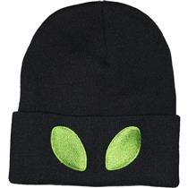 Alien Eyed Winter Beanie - Black WINTER HAT ALIEN EYES BLK W/ GRN EYES