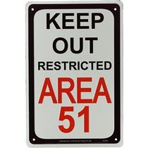 PARKING SIGN KEEP OUT RESTRICTED AREA 51 12X18